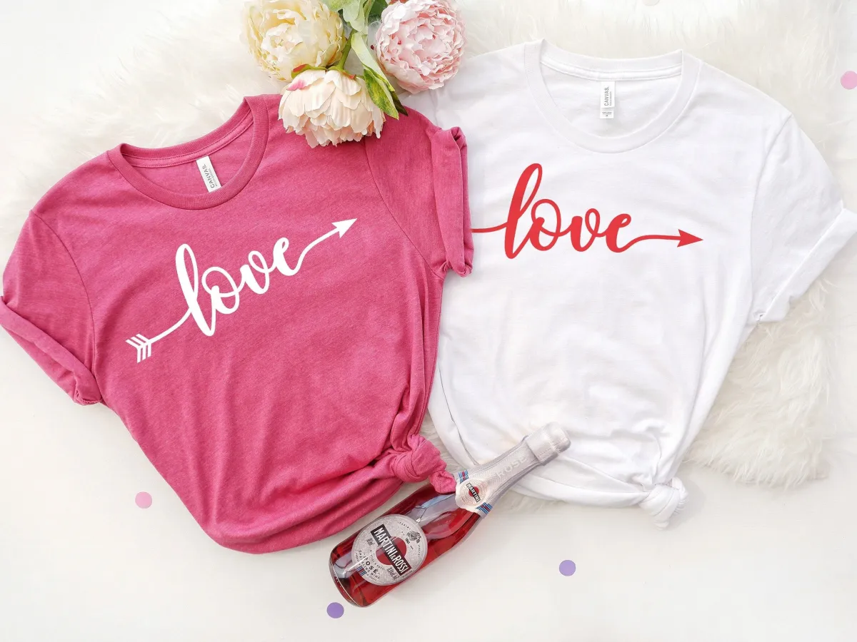 Love Arrow Valentines Day Shirt, Engagement Shirt, Valentines Day Gift, Couples Gift, Love Tee, Valentine Gift for Girlfriend, Casual Shirt