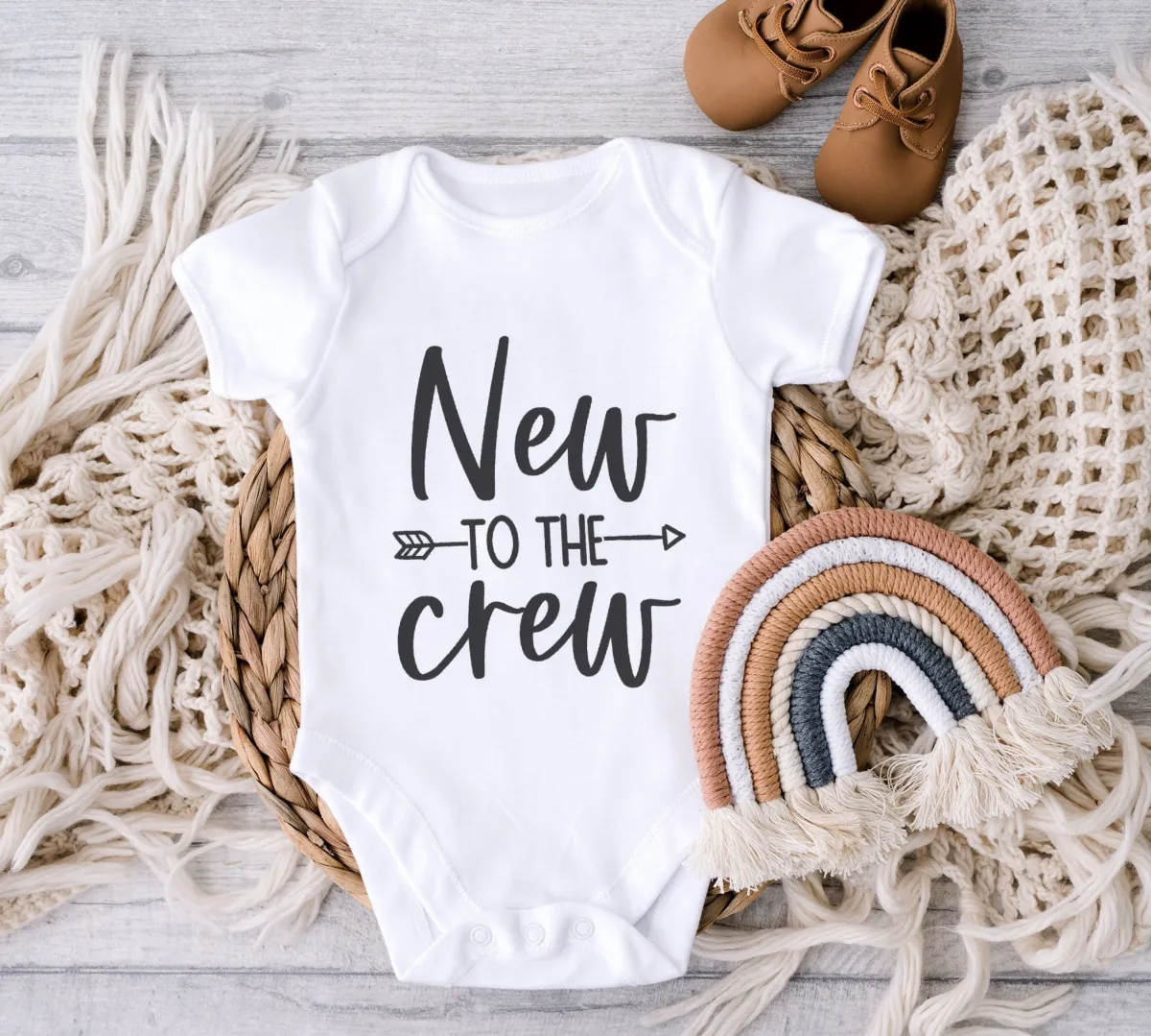 Baby Shower Onesie, New to the Crew Baby Onesie, Newborn Baby Bodysuit, Funny Baby Shower Gift, Toddler Tee, Baby Announcement