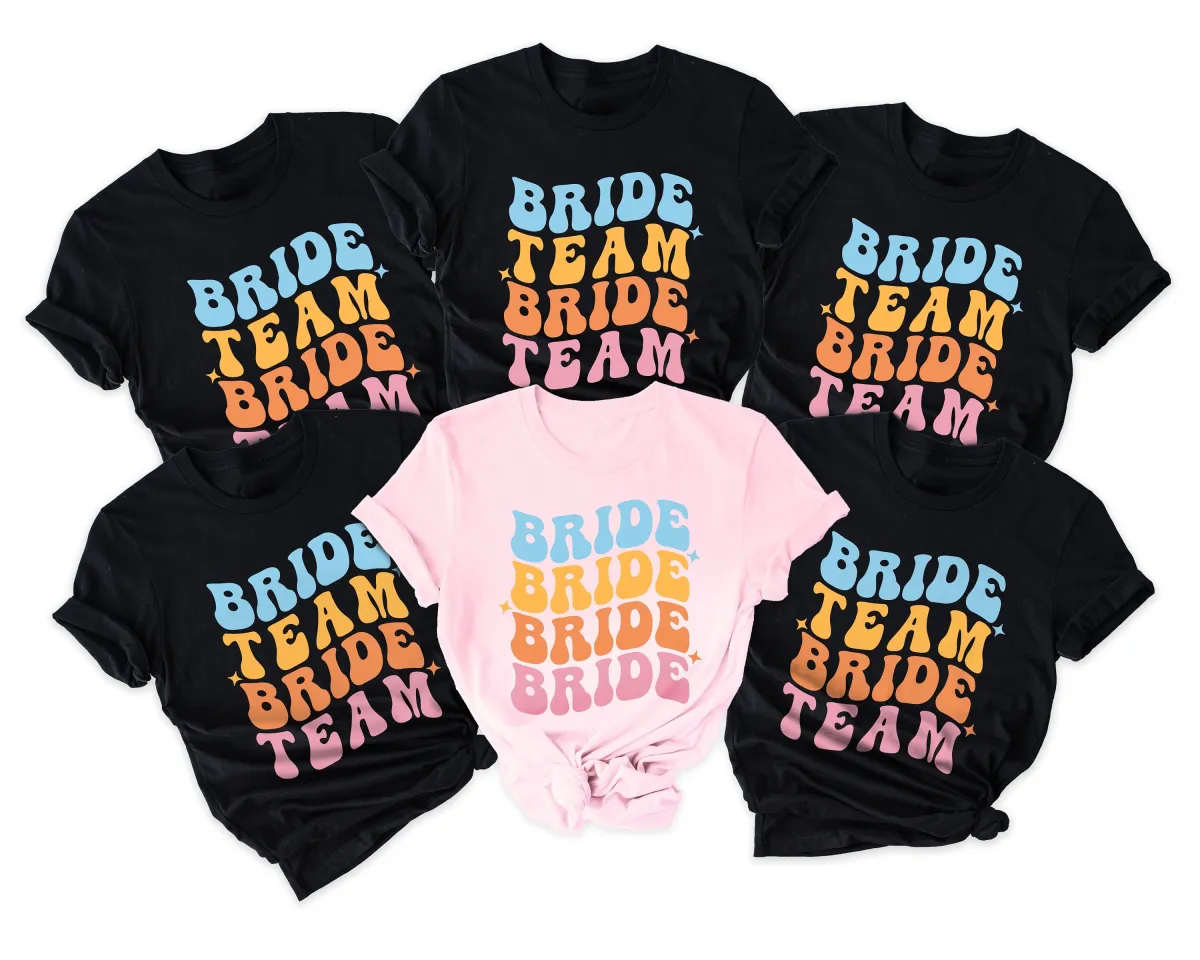 Retro Bride Bridesmaid Shirt, Retro Bride Team Shirt Bridal Party Shirt, Groovy Bachelorette Theme Party Tee, Bride Team Shirt Groovy