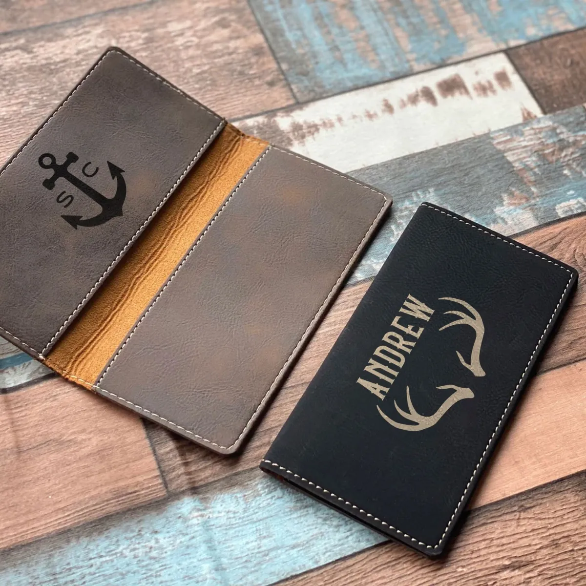 Personalized Name Checkbook Cover With Monogram, Checkbook Wallet and Holder, Leather Checkbook, Custom Engraved Checkbook, Dad Gifts