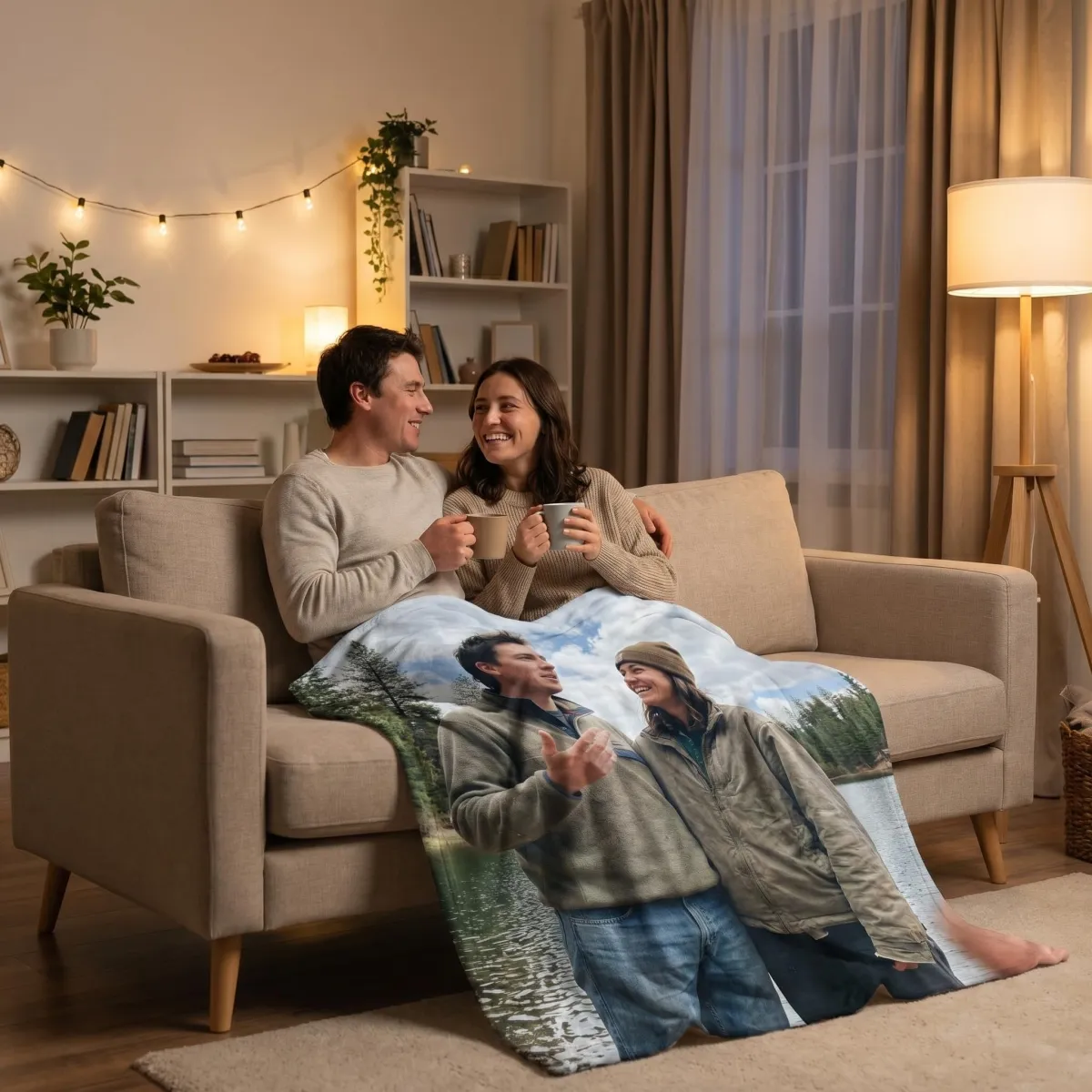 Personalized Photo Blanket with Text, Customized Blanket Throws with Picture, Gift for Mom Dad Couple Husband & Wife