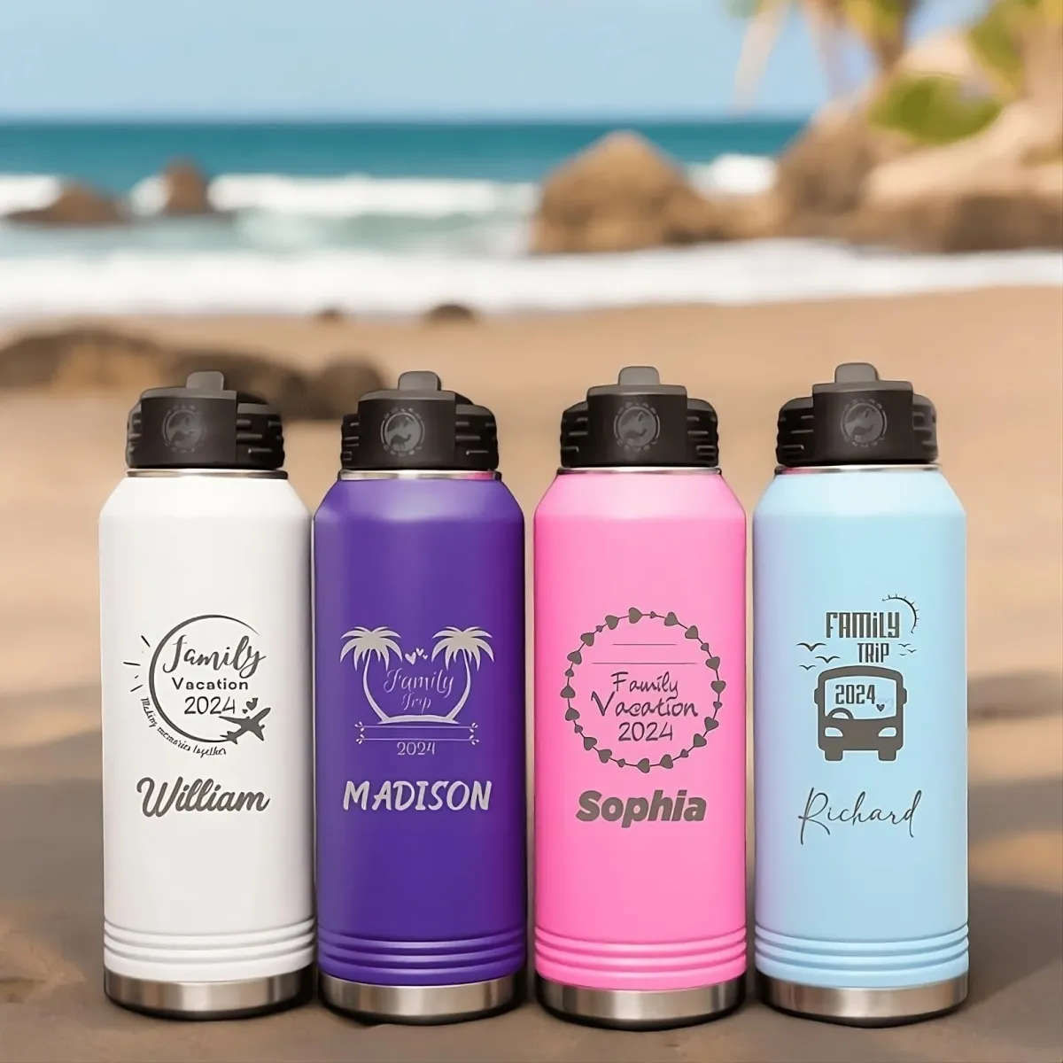 Personalized Laser Engraved 20 32 40 oz Water Bottle with Name & Text