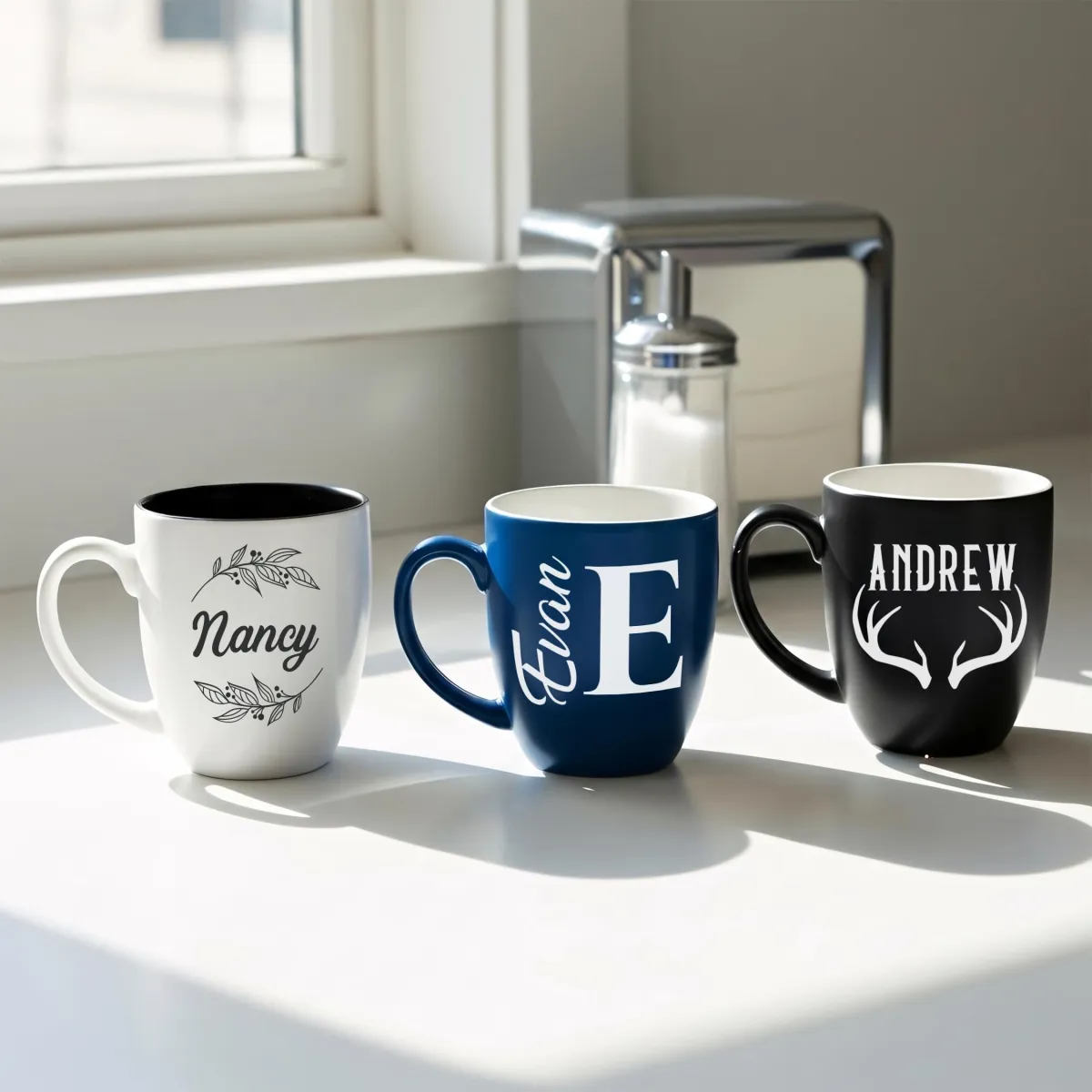 Custom Monogrammed 16oz Coffee Mug and Tea Cup, Personalized Ceramic Coffee Cup, Customize Name or Company Logo, Bulk Orders
