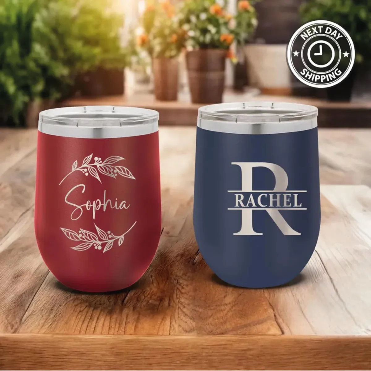 Personalized 12 oz Insulated Stemless Wine Tumbler with Lid