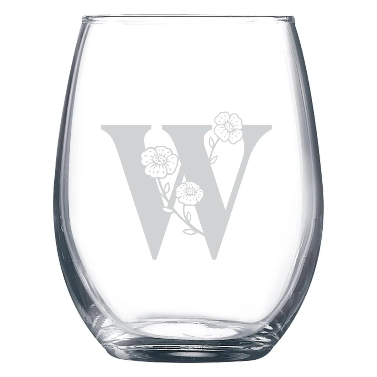 Personalized Birth Flower Stemless Wine Glass, Custom Engraved Floral Stemless Wine Glass with Name, Gift for Mom, Bridesmaid, Birthday
