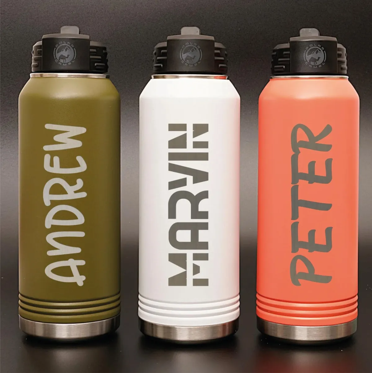 Personalized Laser Engraved 12 20 32 40 oz Water Bottle with Name