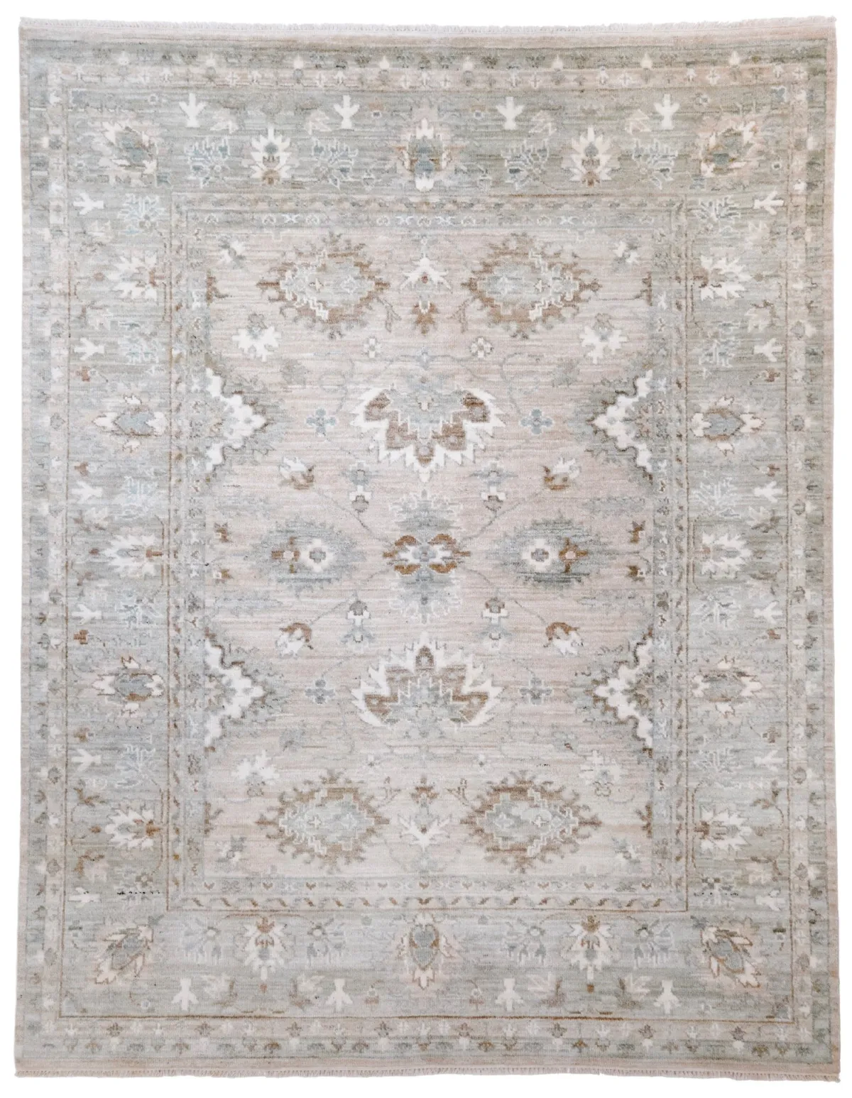 Sandstone Hand-Knotted Wool Oushak Rug - full rug