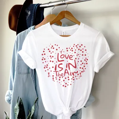 Love is in the  Air Valentine's Day Shirt,Big Love Heart Shirt, Couples Gift, Couple Matching, Cute Valentine Tee, Valentines  Gift  for Her