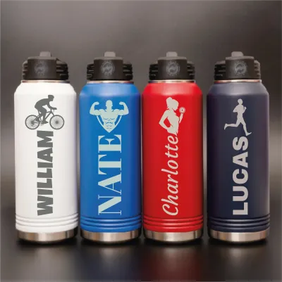 Custom Personalized Laser Engraved 12 20 32 40 oz Kids Water Bottles with Name & 20 Kids Icon