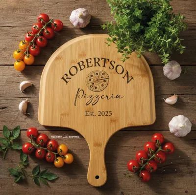 Personalized Wood Pizza Board , Engraved Pizza Paddle, Custom Pizza Peel, Pizza Lover & Housewarming Gift