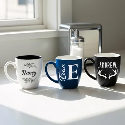 Custom Monogrammed 16oz Coffee Mug and Tea Cup, Personalized Ceramic Coffee Cup, Customize Name or Company Logo, Bulk Orders
