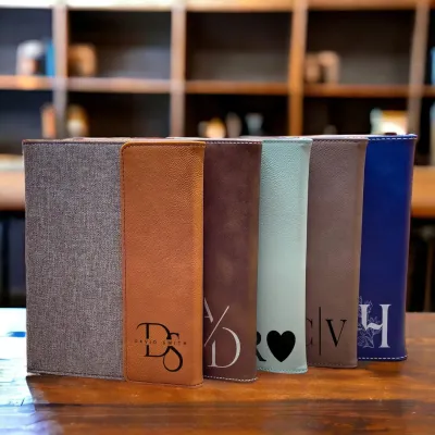 Personalized Custom Refillable Name Leather Portfolio, Engraved Monogram Leather Portfolio Notepad Holder