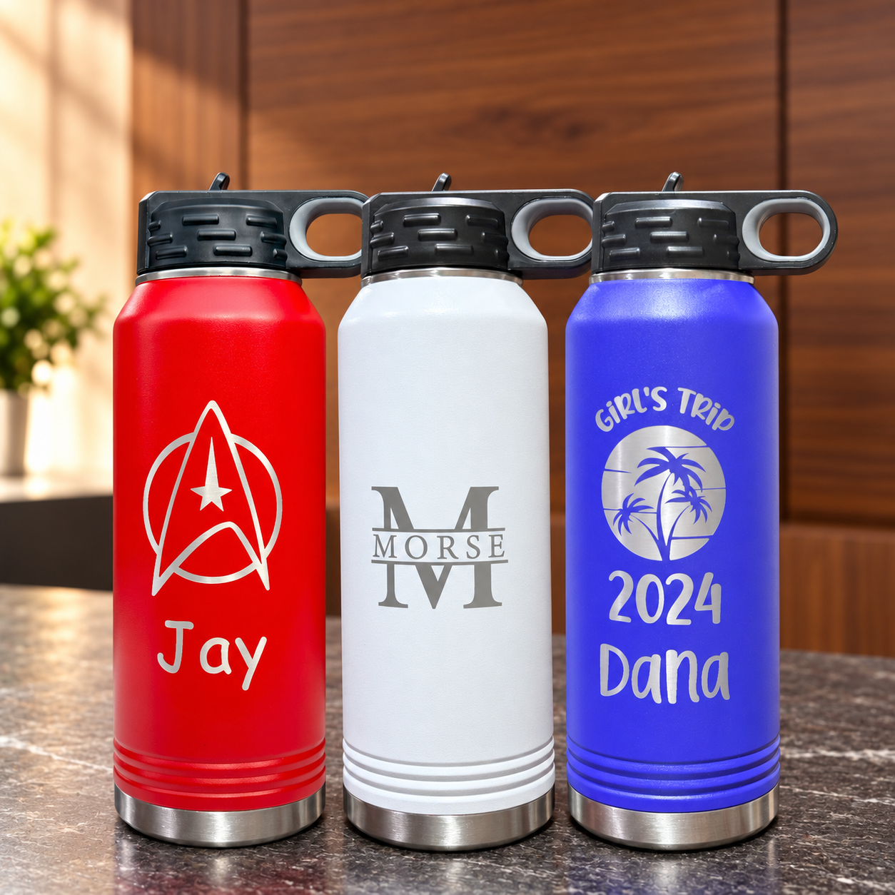 Personalized Laser Engraved Water Bottle With Custom Logo, Company Logo…